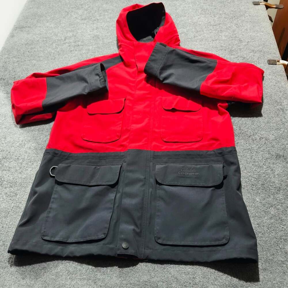 Cabela's Guidewear Parka Size L Reg Red Black Hooded Outdoor Gear Jacket